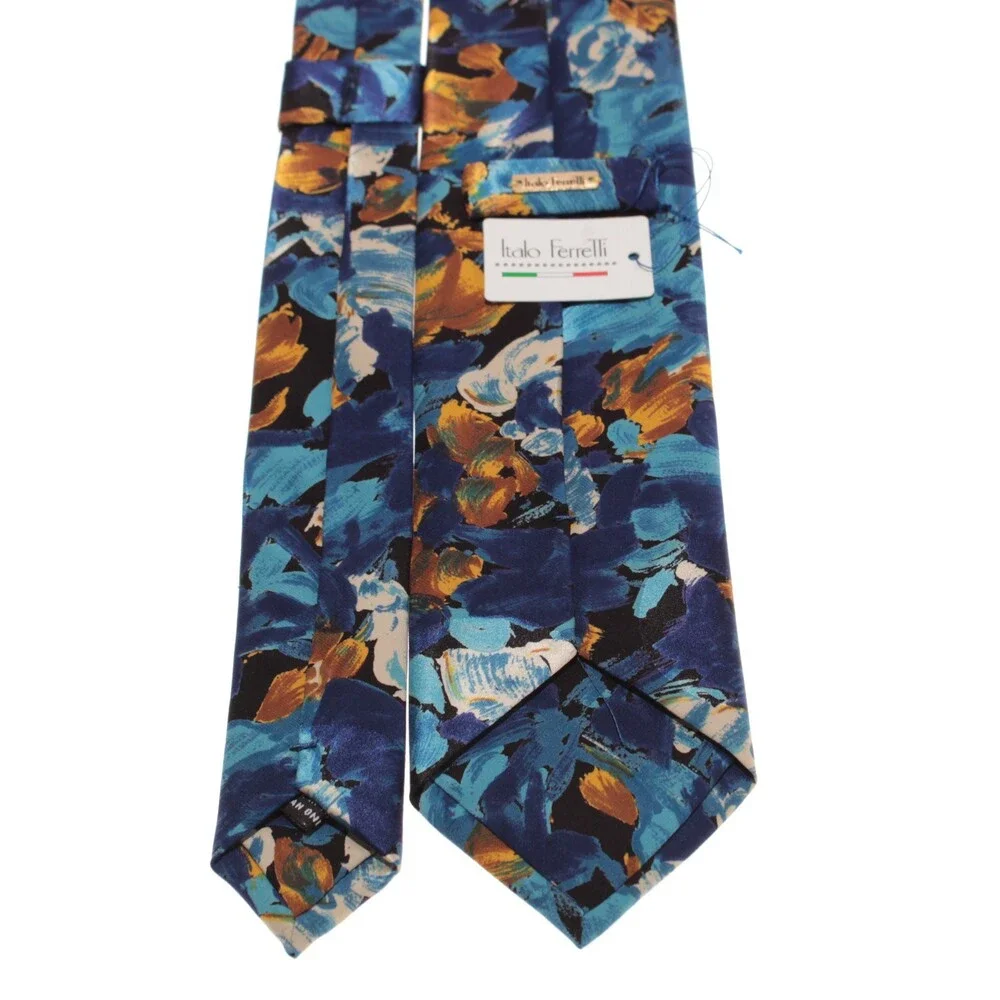 Italo Ferretti NWT Neck Tie in Blue / Multicolor Abstract Print 100% Silk